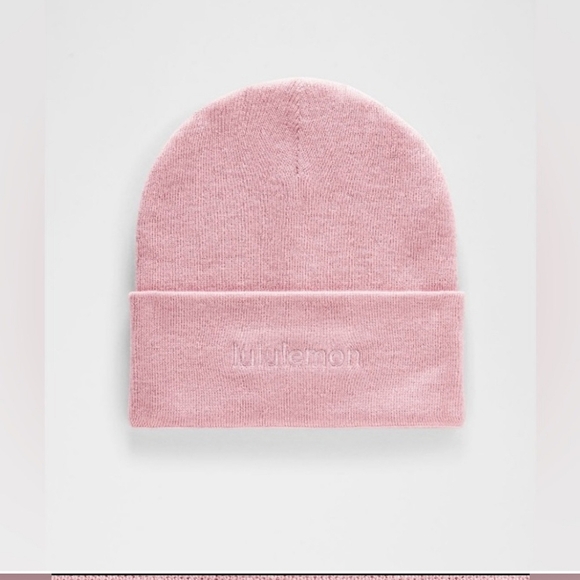 NWT Lululemon Warm Revelation PinkTide Wordmark Beanie - Picture 1 of 5